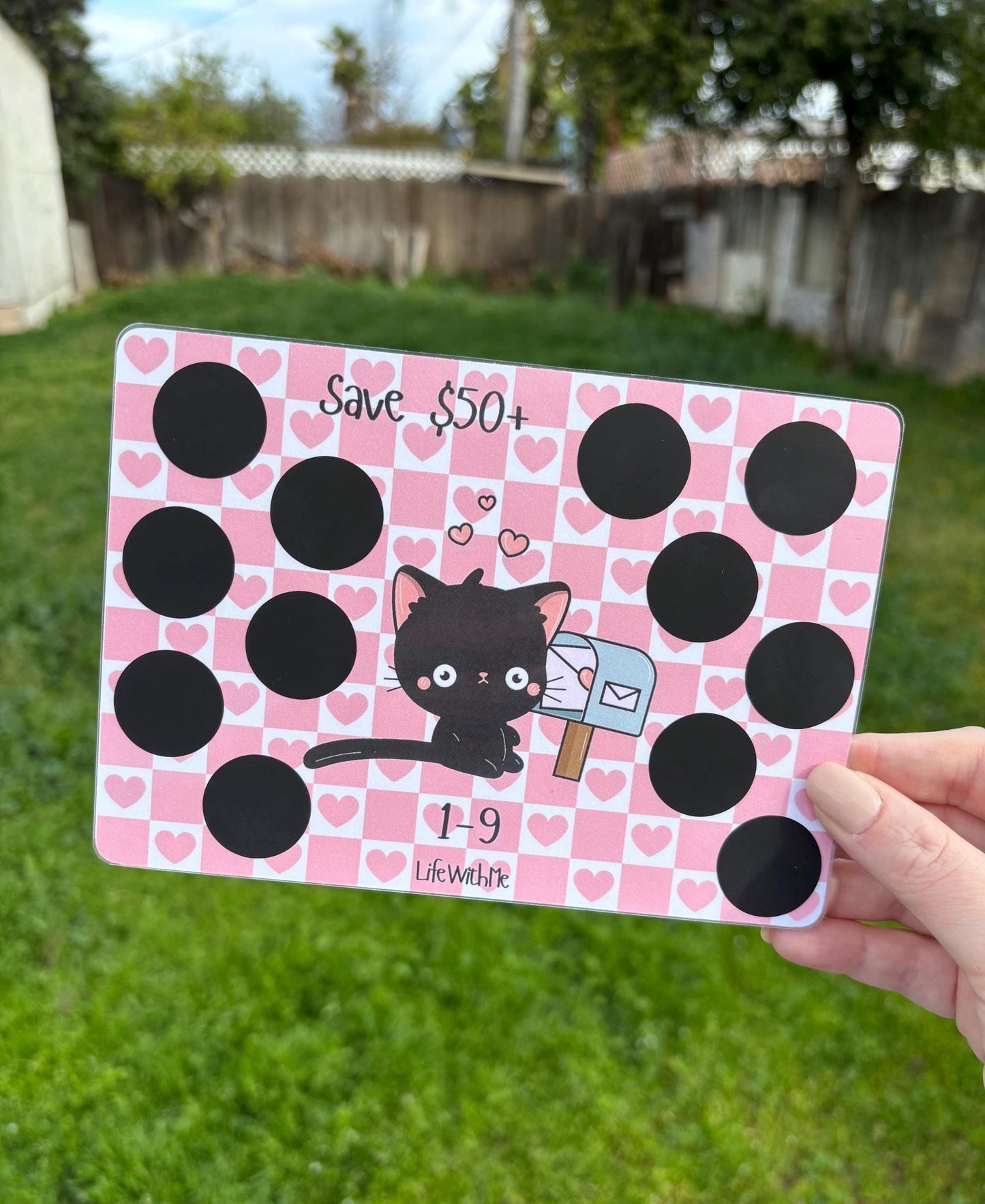 Cat Love scratch off savings challenge | A5 | Laminated