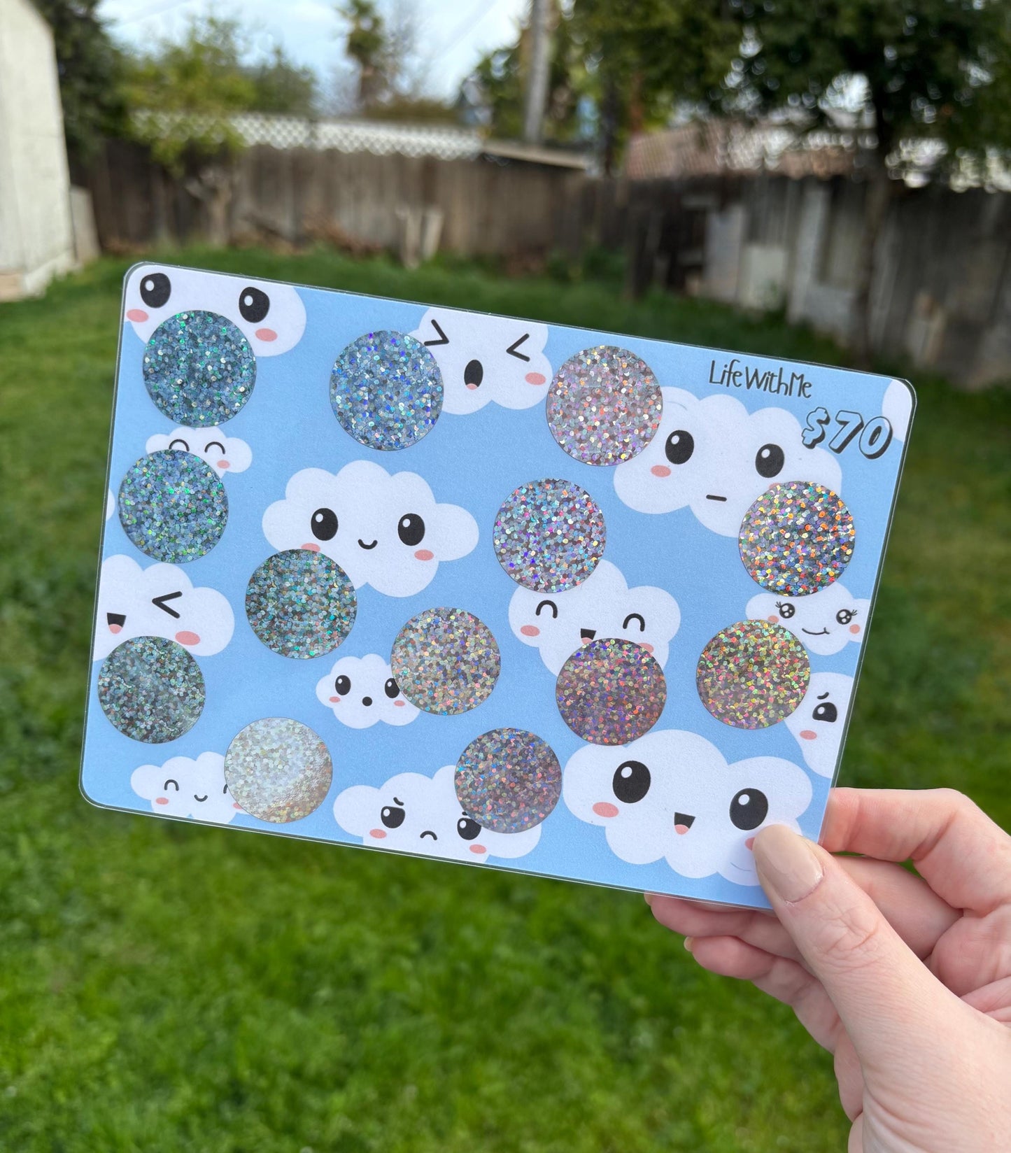 Cloud scratch off savings challenge | A5 | Laminated