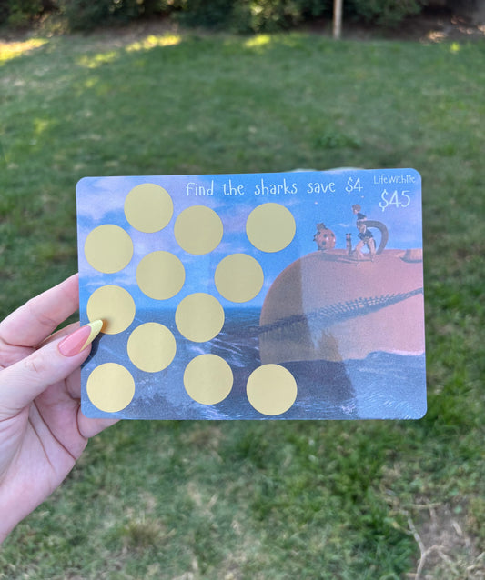 James and Sharks scratch off savings challenge | A5 | Laminated | Spooky