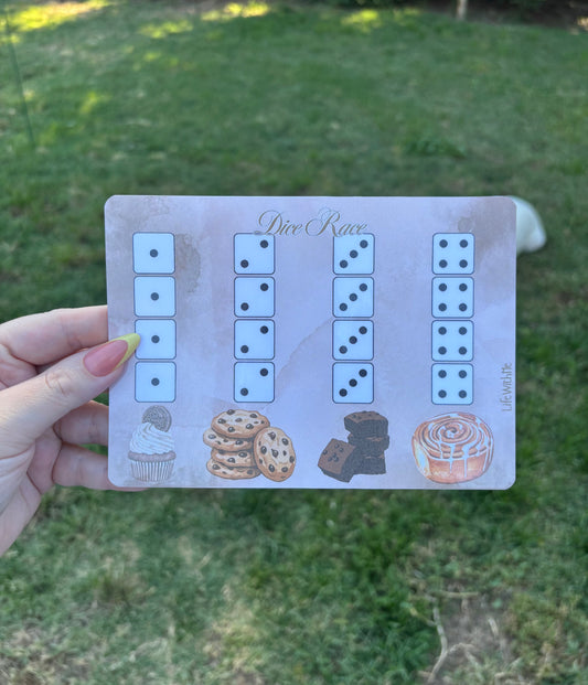 Bakery Dice Race savings challenge | A5 | Laminated