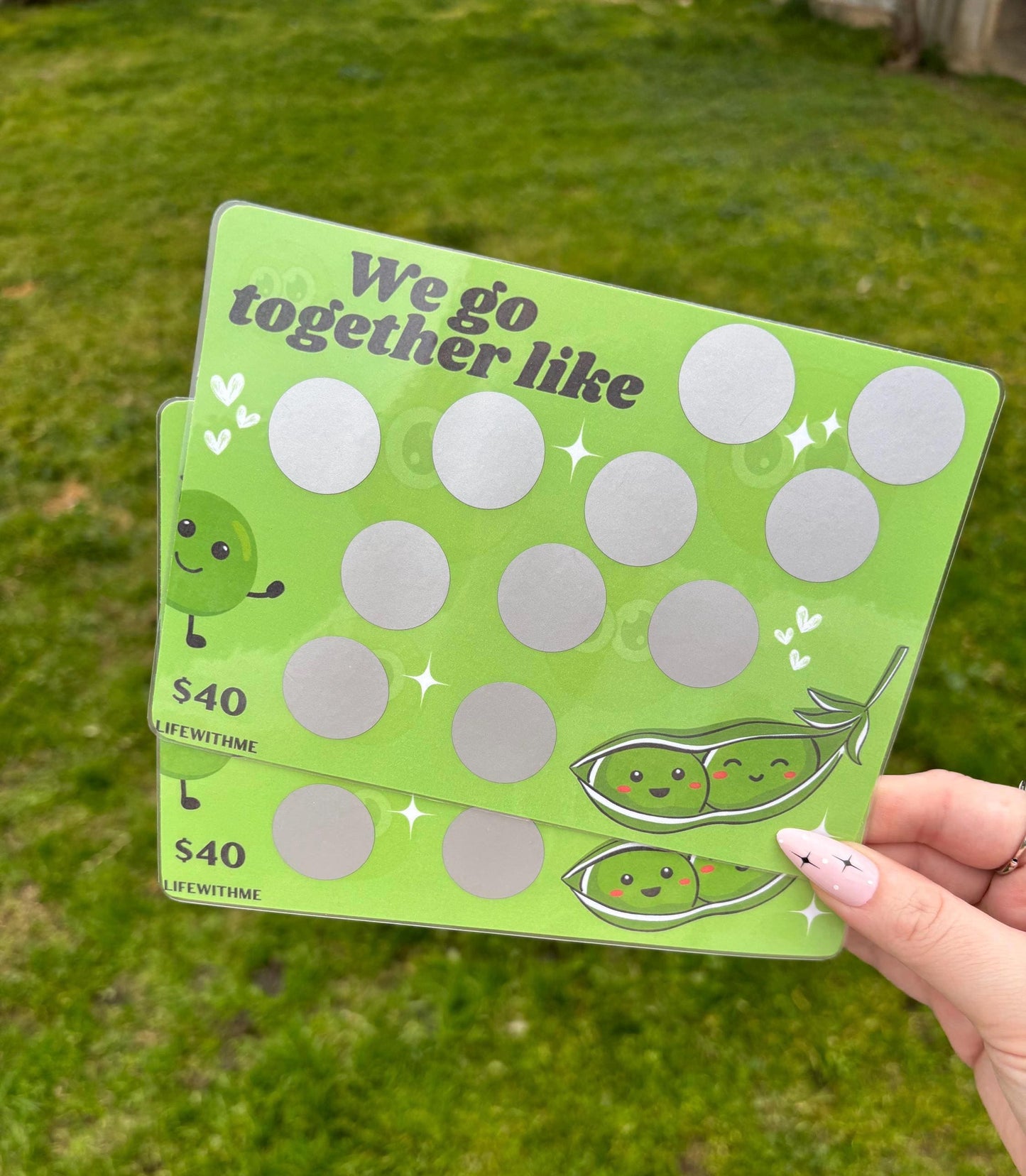2 Peas scratch off savings challenge | A5 | Laminated