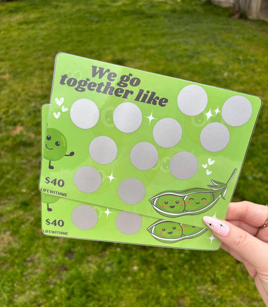 2 Peas scratch off savings challenge | A5 | Laminated