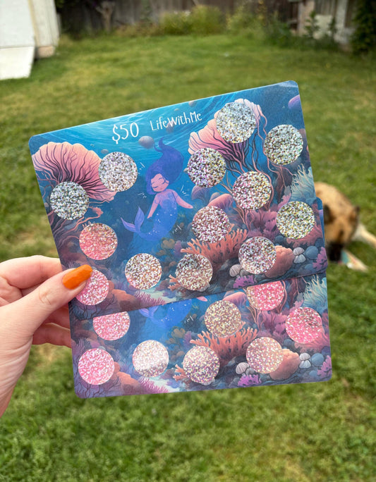 Mermaid scratch off savings challenge | A5 | Laminated