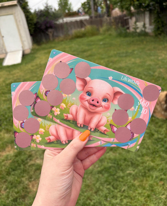 Pig scratch off savings challenge | A5 | Laminated