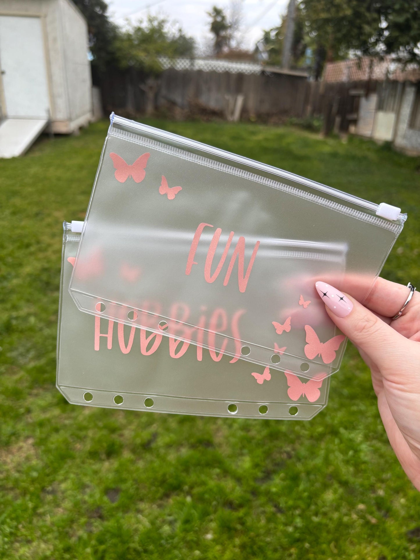 CUSTOM A6 BUTTERFLY vinyl zipper cash envelope | A6 | Butterfly Design