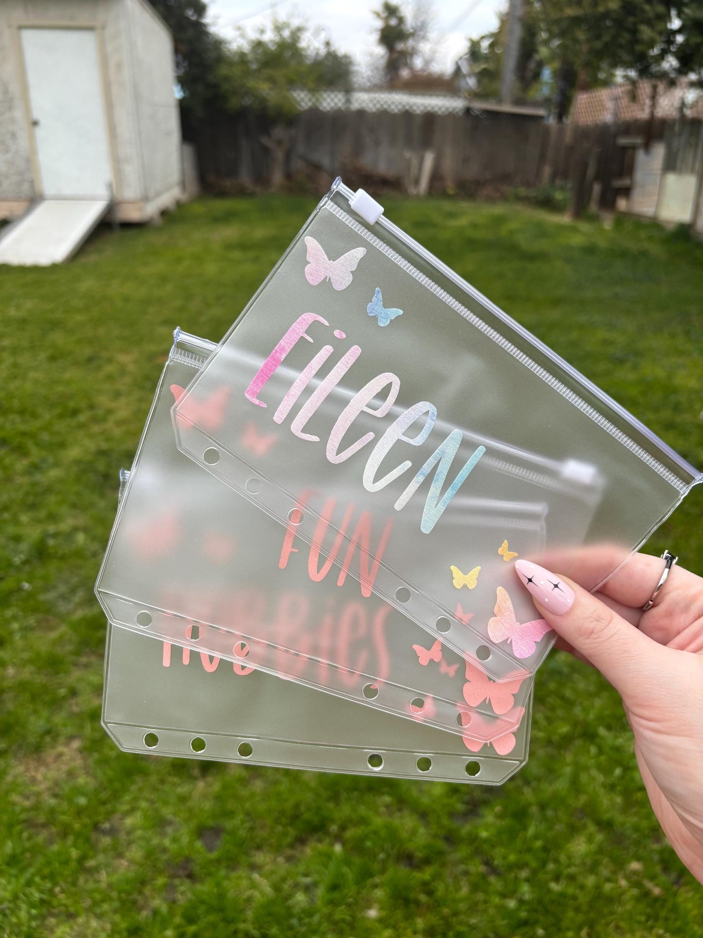 CUSTOM A6 BUTTERFLY vinyl zipper cash envelope | A6 | Butterfly Design