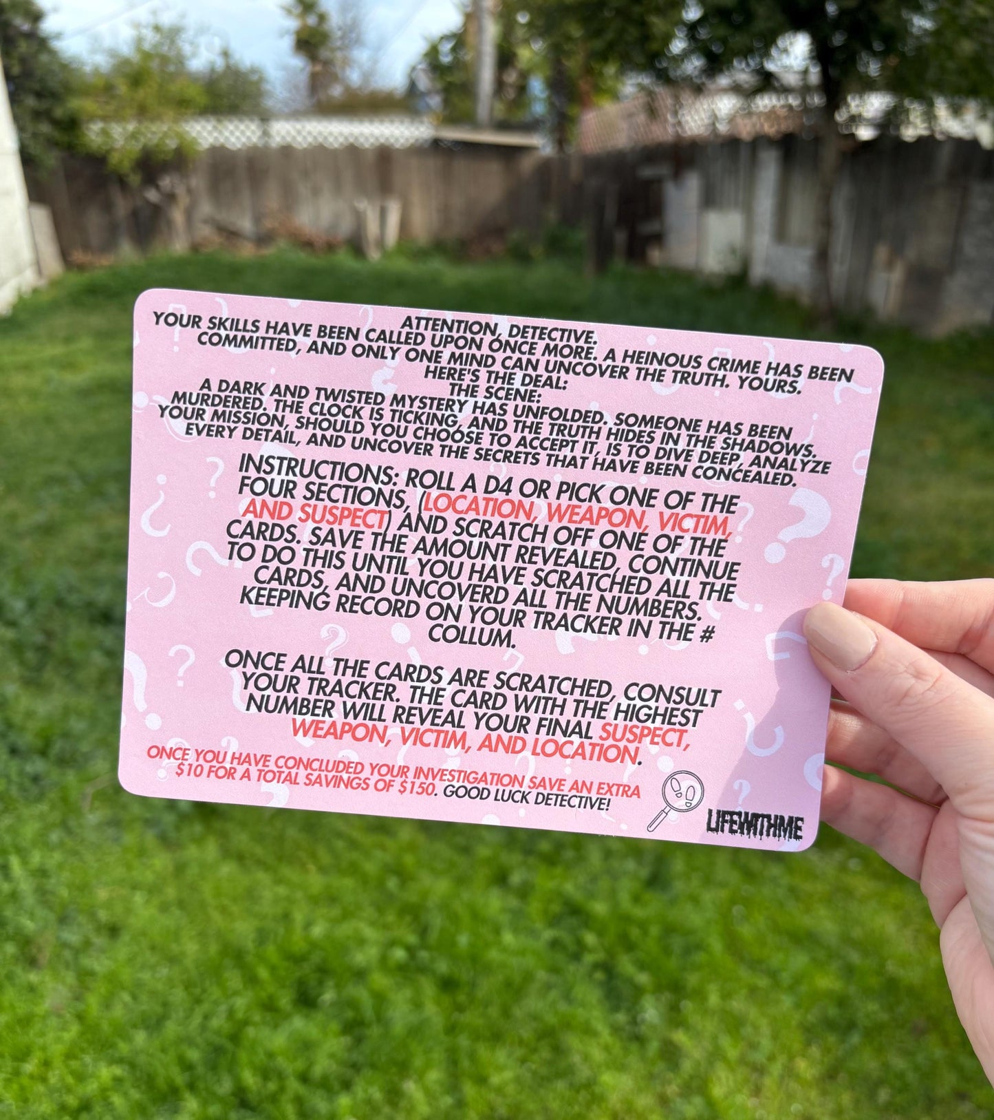 Murder Mystery Savings Game | Spooky Cute | Savings game | Card Game | NOT LAMINATED