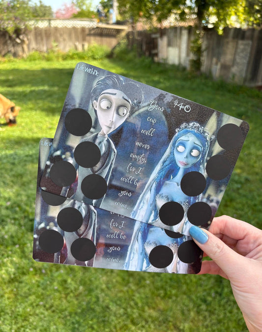 Corpse bride inspired scratch off savings challenge | WEDDING | A5 | Laminated | Spooky