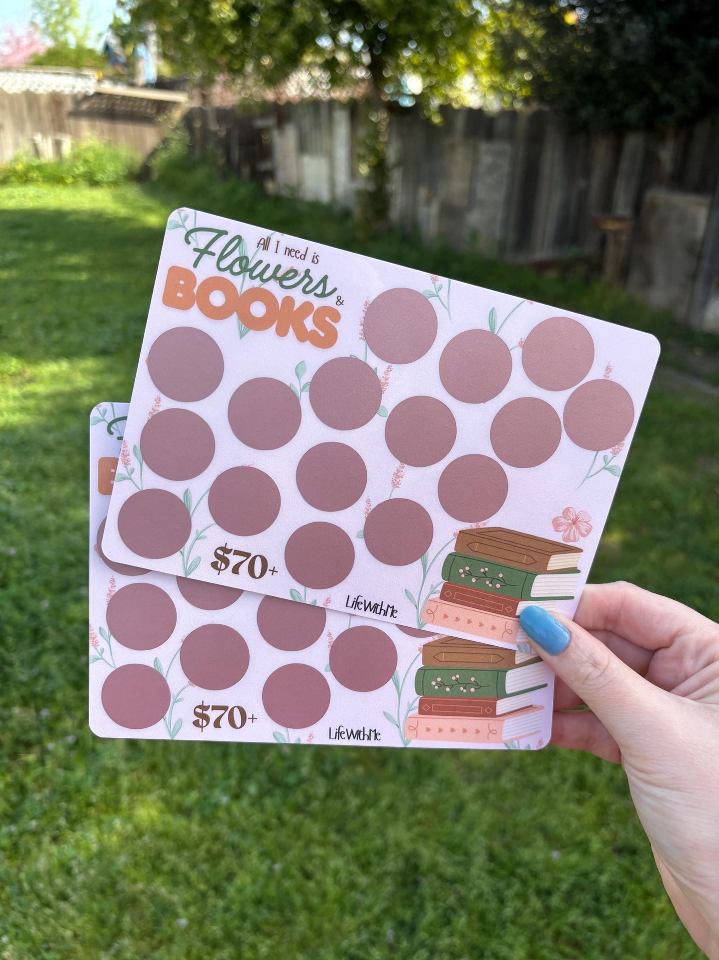 Flowers and Books scratch off savings challenge | A5 | Laminated