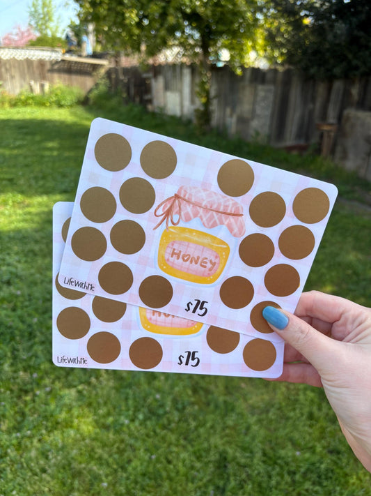 Honey scratch off savings challenge | A5 | Laminated