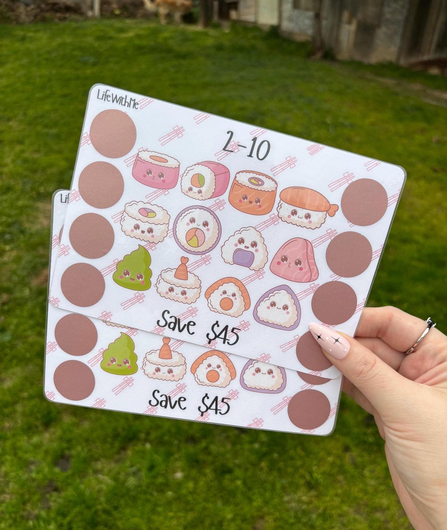 Sushi scratch off savings challenge | A5 | Laminated
