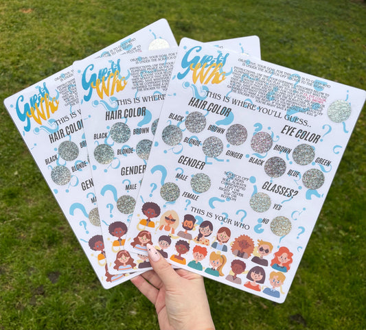Guess Who scratch off savings challenge | Full page | Laminated | Savings game