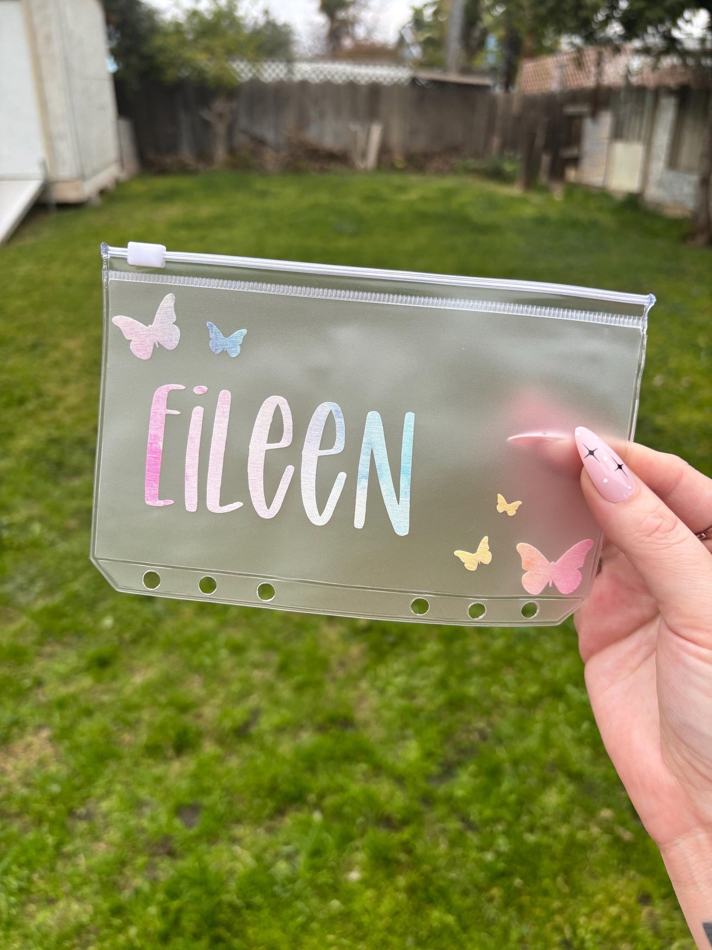 CUSTOM A6 BUTTERFLY vinyl zipper cash envelope | A6 | Butterfly Design