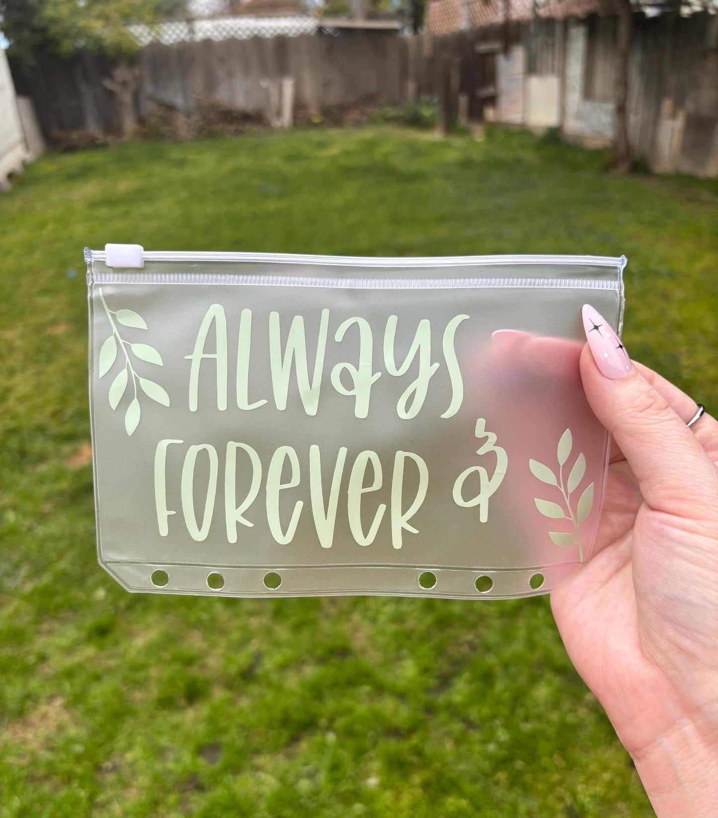 CUSTOM A6 LEAF vinyl zipper cash envelope | A6 | Leaf Design