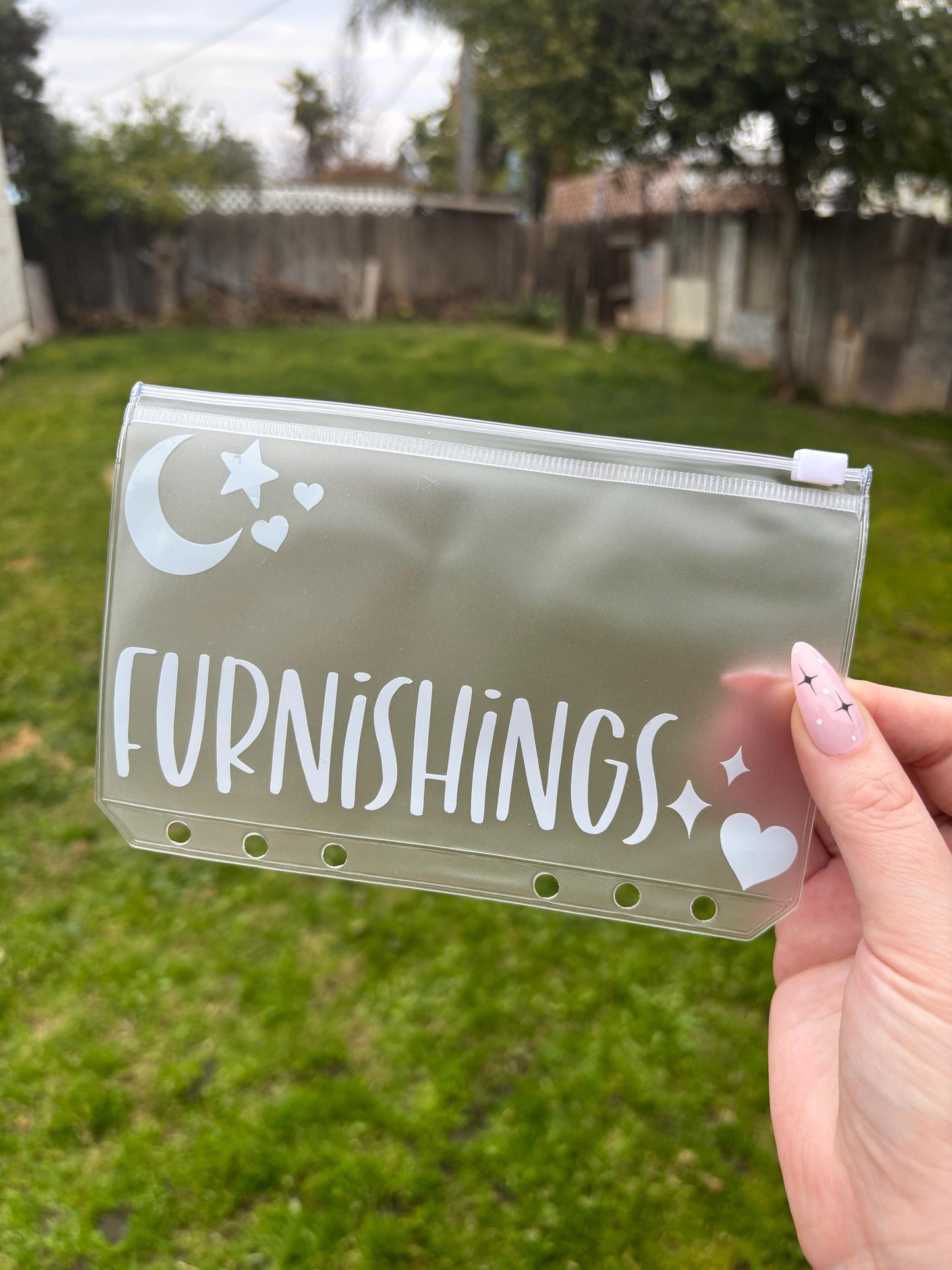CUSTOM A6 MOON LOVE vinyl zipper cash envelope | A6 | Moon Love Design