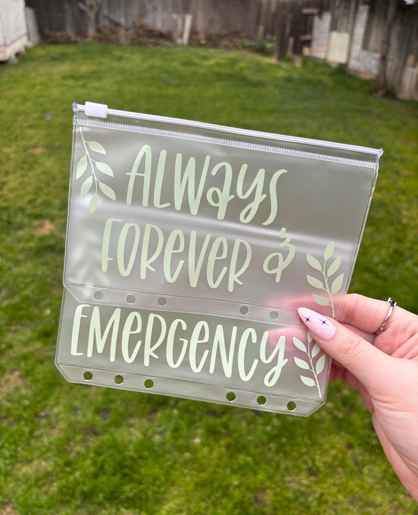 CUSTOM A6 LEAF vinyl zipper cash envelope | A6 | Leaf Design