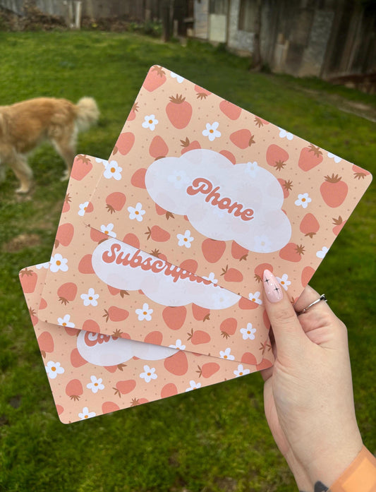 Strawberry Cloud CUSTOM Dashboard | A5 | Laminated OR Cardstock only | A5 Dashboard