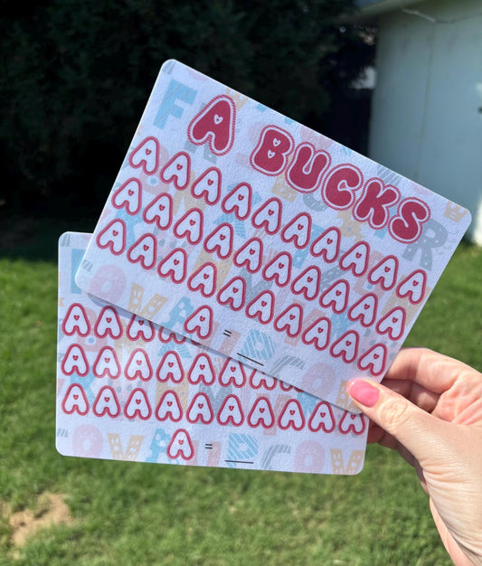 Letter Bucks | Double Sided | scratch off savings challenge | A5 | Laminated