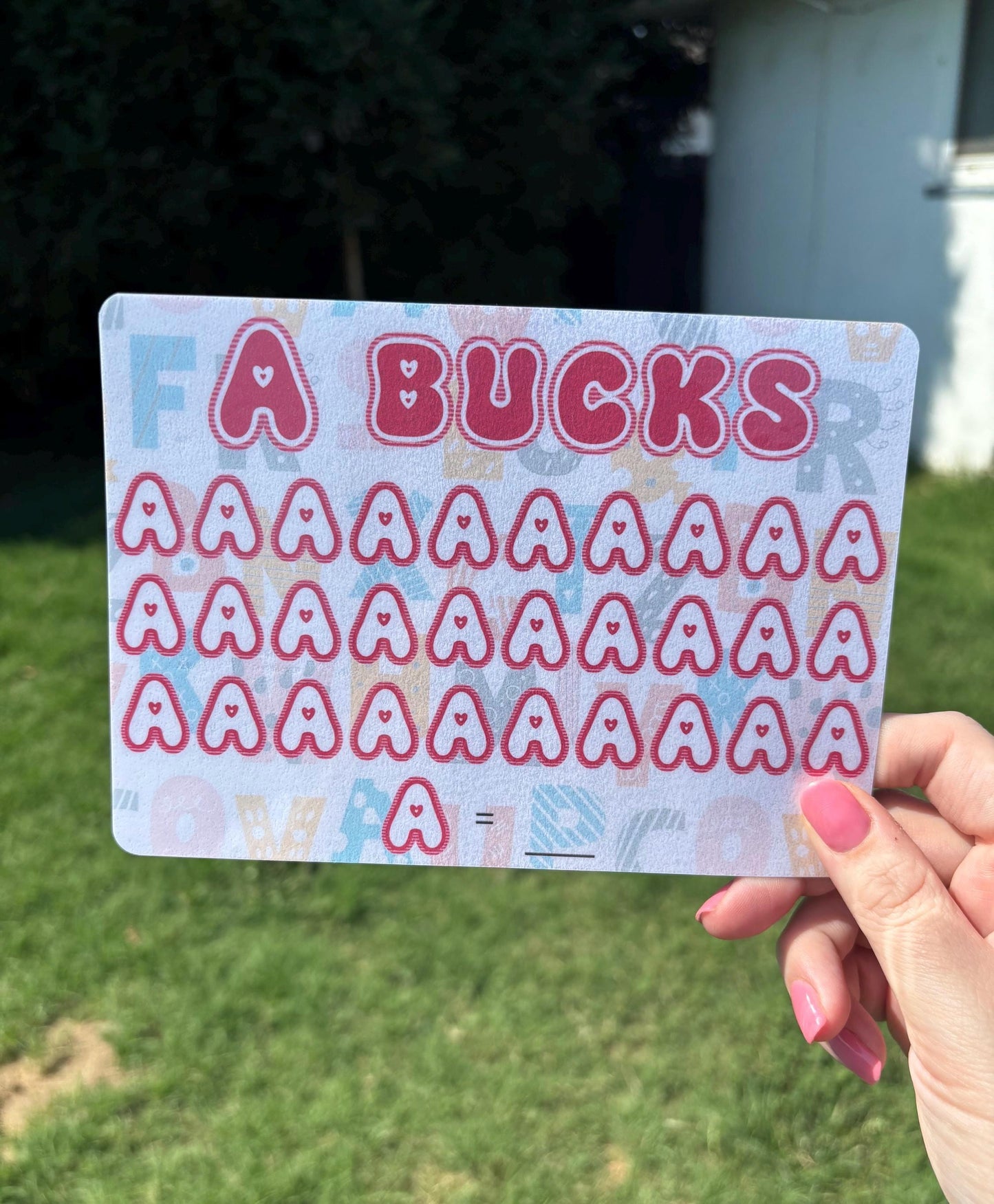 Letter Bucks | Double Sided | scratch off savings challenge | A5 | Laminated