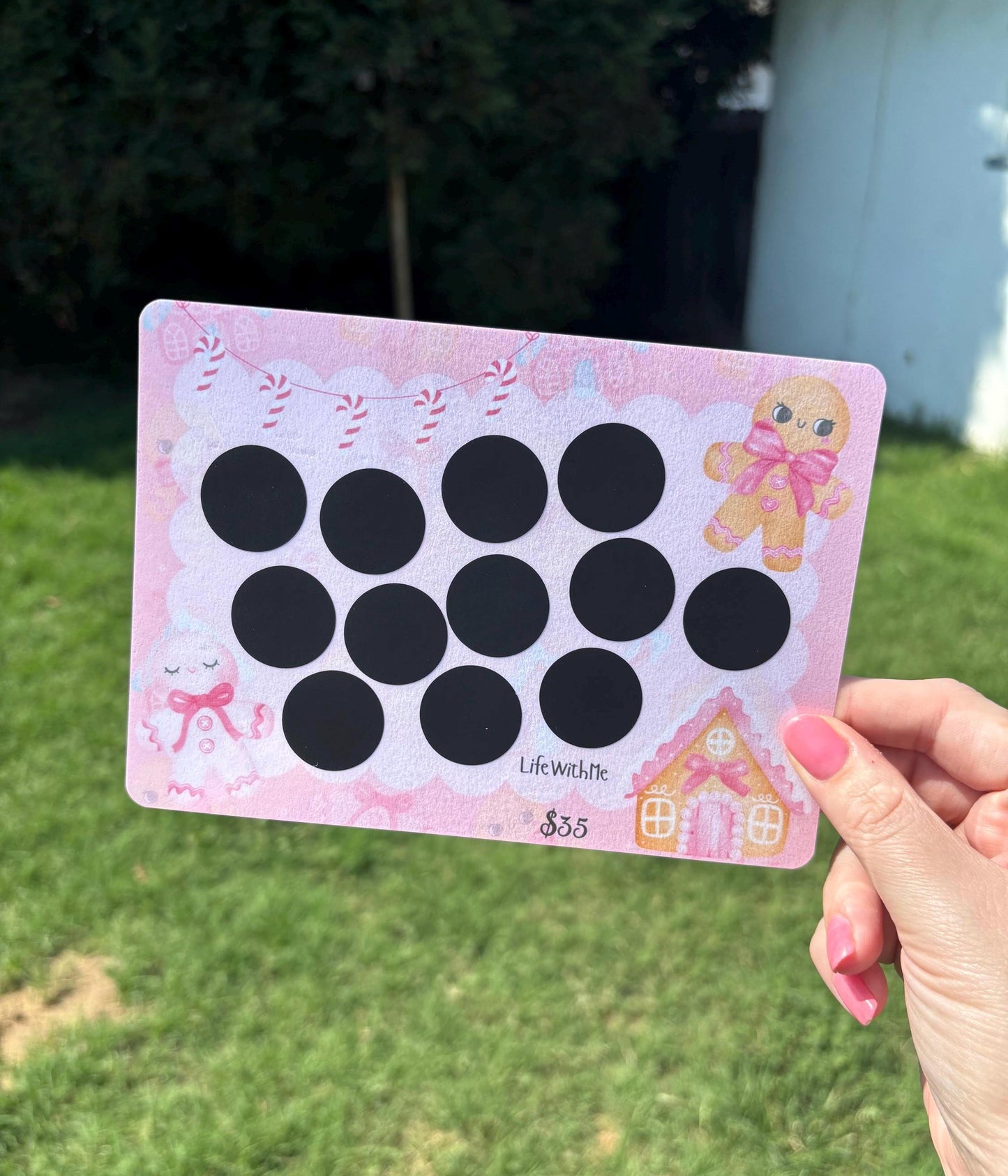 Pink Christmas scratch off savings challenge | A5 | Laminated