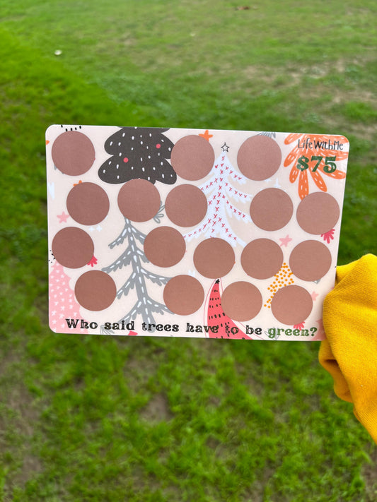Christmas Trees scratch off savings challenge | A5 | Laminated | Double Sided