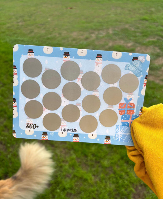 Snowman scratch off savings challenge | A5 | Laminated | Double Sided