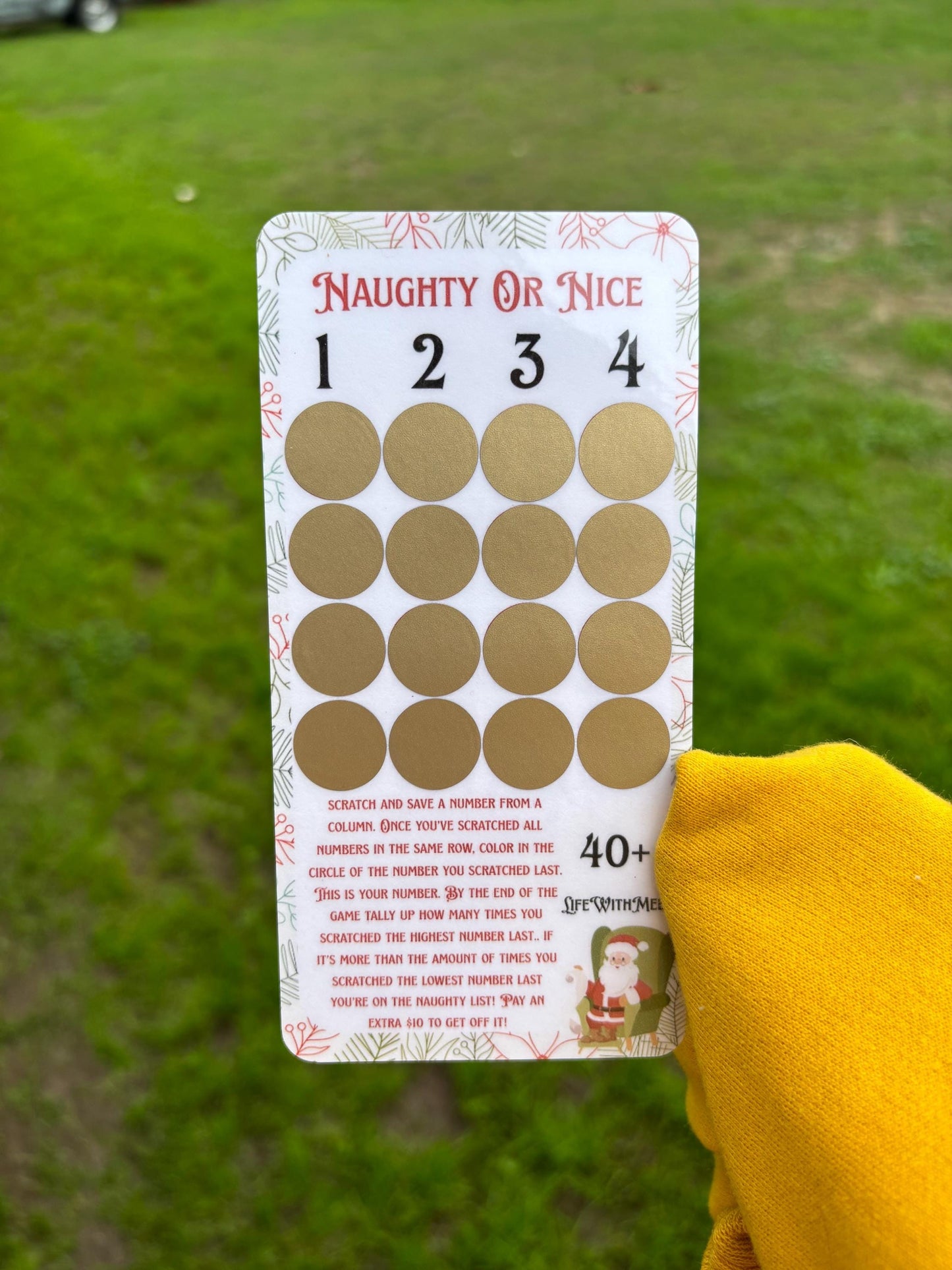 Santa’s List scratch off savings challenge | A6 | Laminated | Double Sided