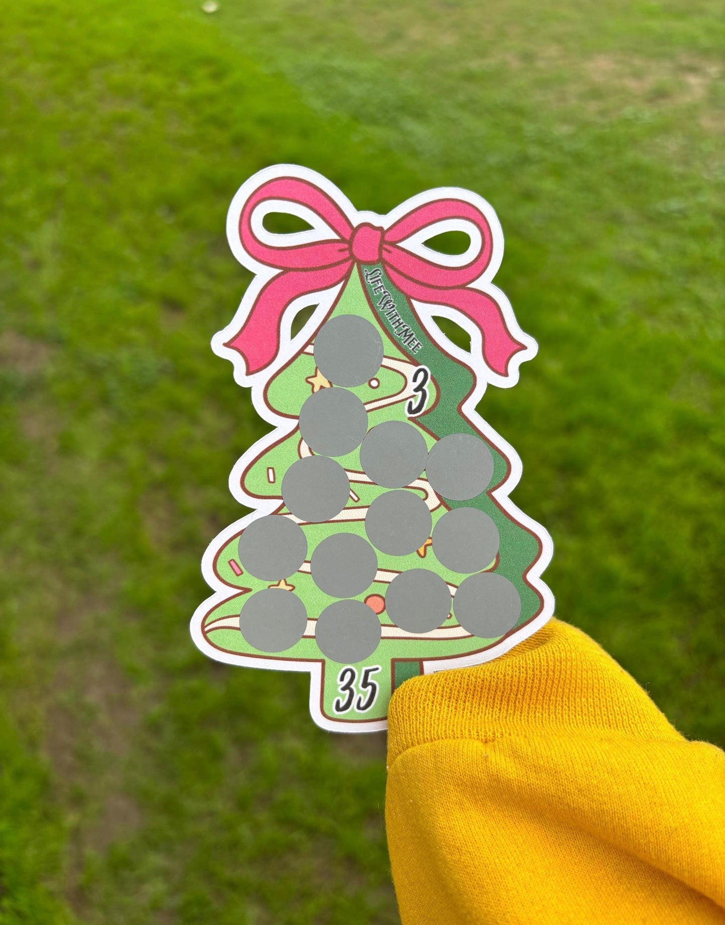 Christmas Tree Treats scratch off savings challenge | A6 | savings challenge